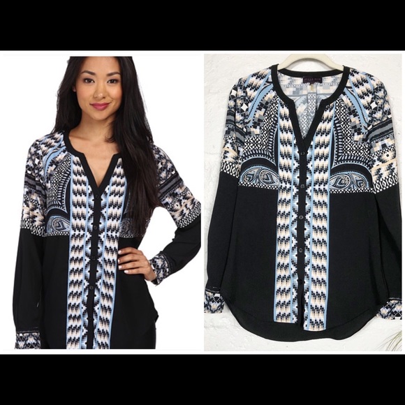 Hale Bob Exotic Line Black Blouse - Picture 5 of 8